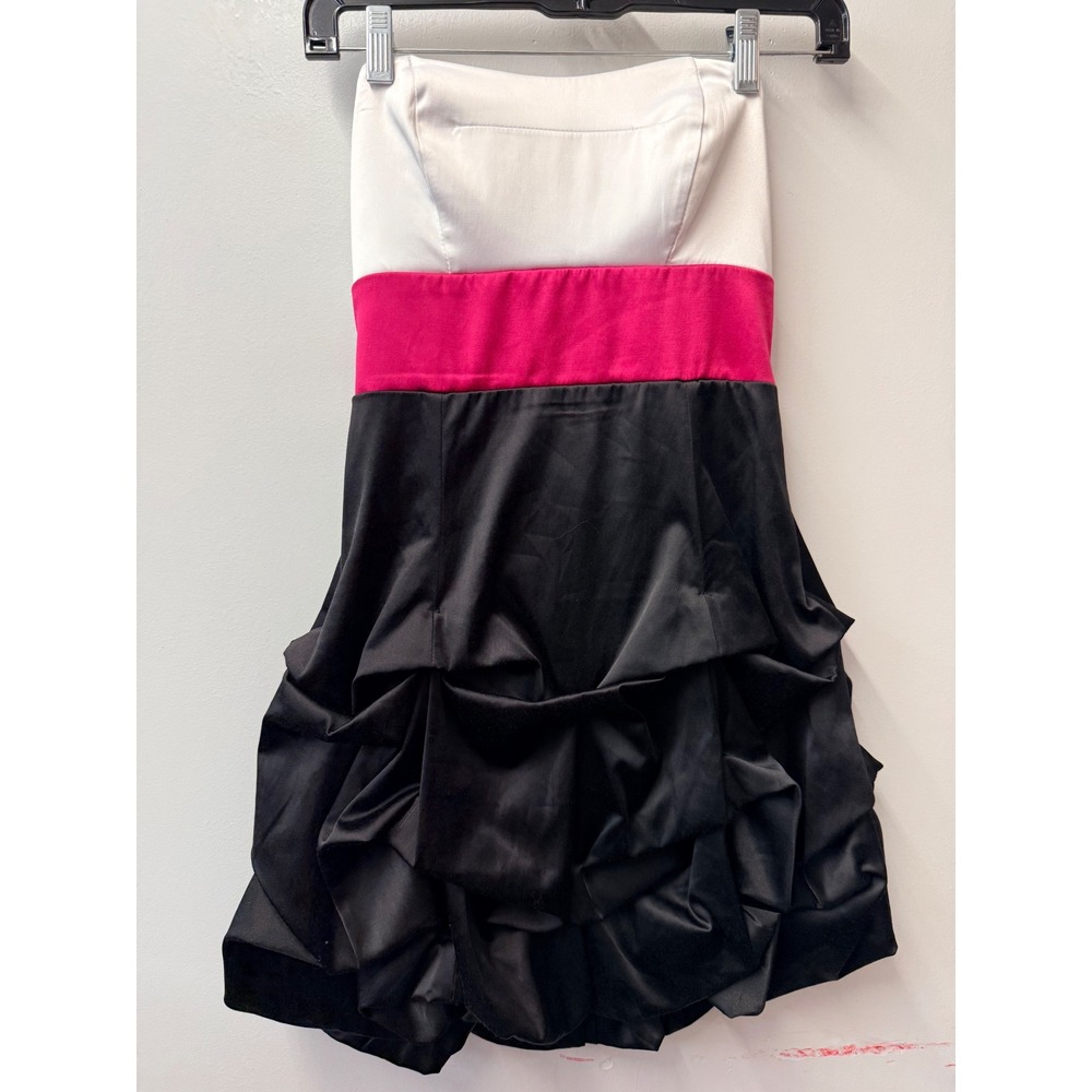 Ruby Rox Strapless Colorblock Bubble Hem Mini Dress White Pink Black Size 5
